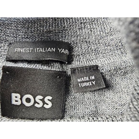 Hugo Boss Size XL Mens Gray Virgin Wool Logo Tag Long Sleeve Turtleneck Sweater - Picture 5 of 10